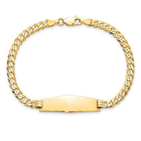 Thumbnail for 14k Soft Diamond Shape Flat Curb Link ID Bracelet