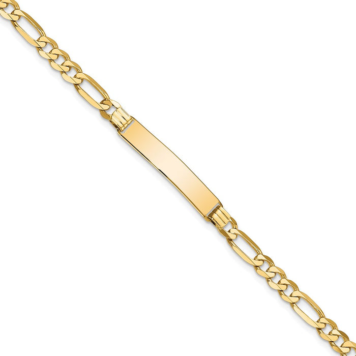 14k Flat Figaro Link ID Bracelet