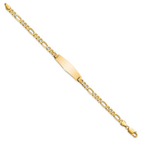 Thumbnail for 14k Soft Diamond Shape Flat Figaro Link ID Bracelet