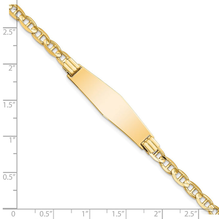 14k Anchor Link Soft Diamond Shape ID Bracelet