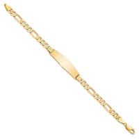 Thumbnail for 14k Flat Figaro Link Soft Diamond Shape ID Bracelet