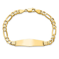 Thumbnail for 14k Flat Figaro Link Soft Diamond Shape ID Bracelet