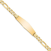 Thumbnail for 14k Flat Figaro Link Soft Diamond Shape ID Bracelet
