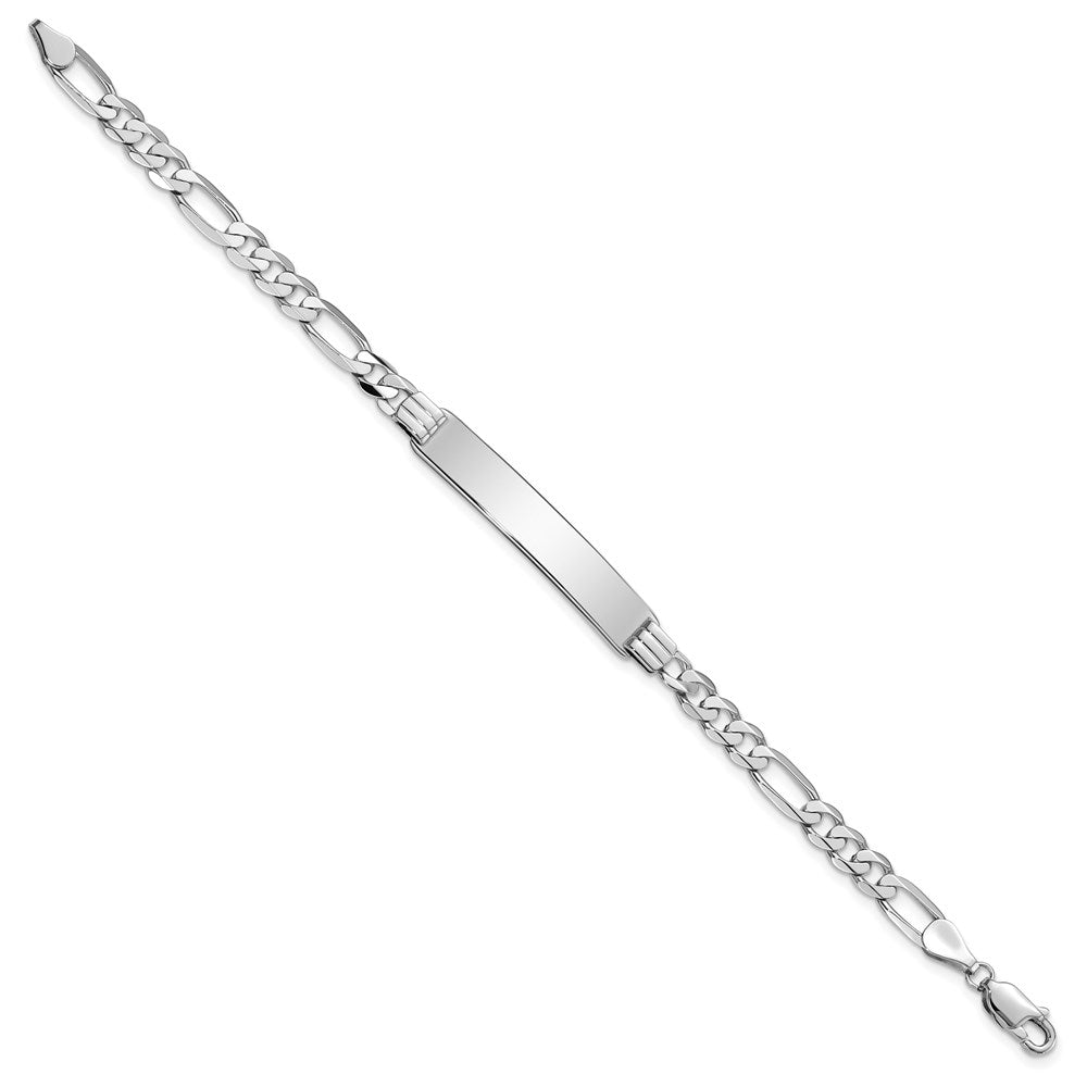 14k WG Figaro Link Soft Diamond Shape ID Bracelet
