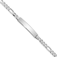 Thumbnail for 14k WG Figaro Link Soft Diamond Shape ID Bracelet