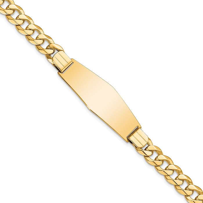 14k Flat Curb Link Soft Diamond Shape ID Bracelet