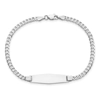 Thumbnail for 14k WG Flat Curb Link Soft Diamond Shape ID Bracelet
