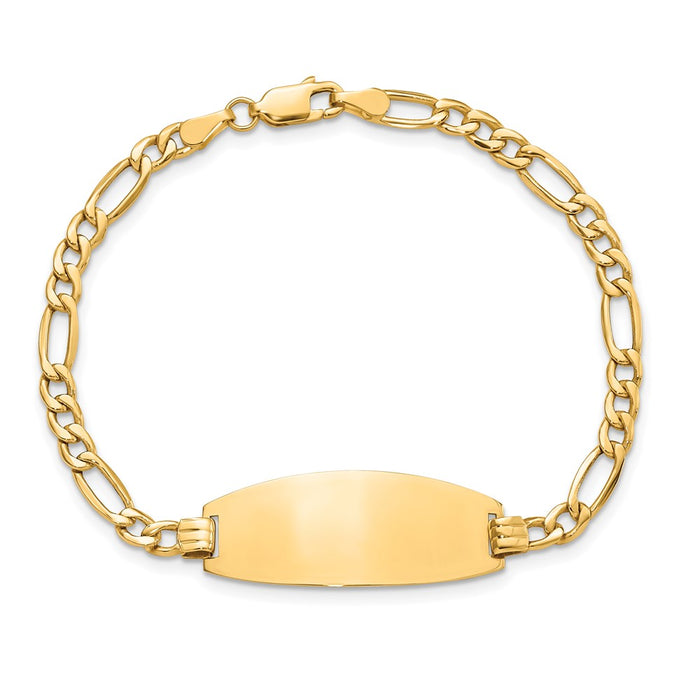 14k Semi-solid Oval Figaro ID Bracelet