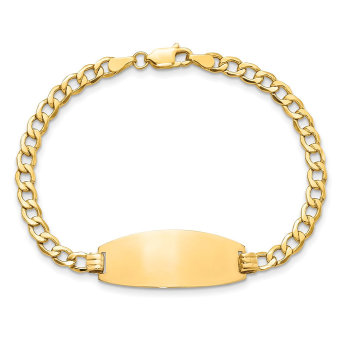 14k Semi-solid Oval Curb ID Bracelet