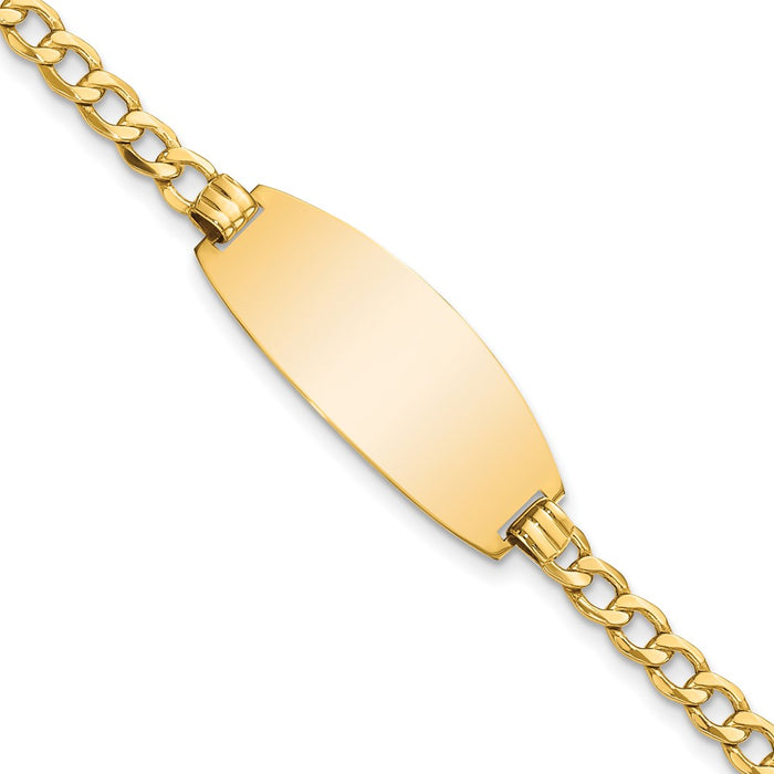 14k Semi-solid Oval Curb ID Bracelet