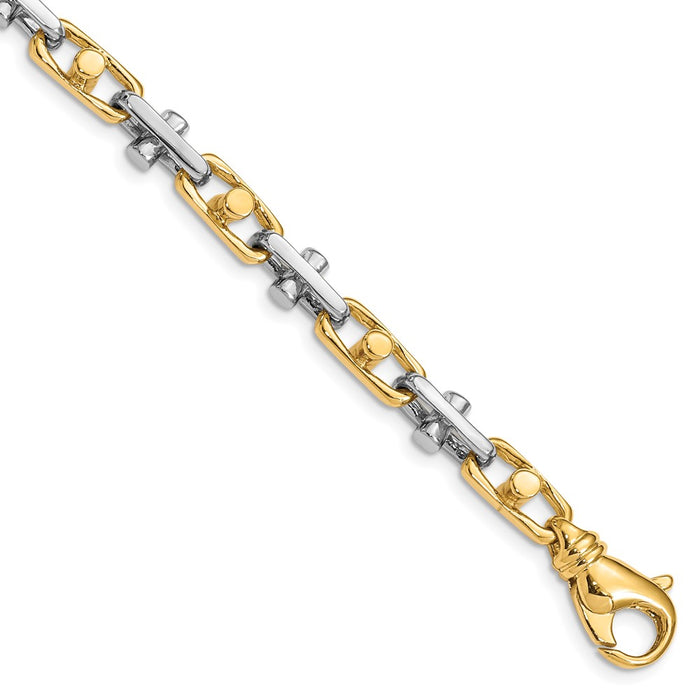 14K Two-tone 5.8mm Hand-polished Fancy Link Bracelet