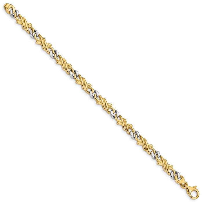 14k Two-tone 6mm Hand-Polished Fancy Link Chain