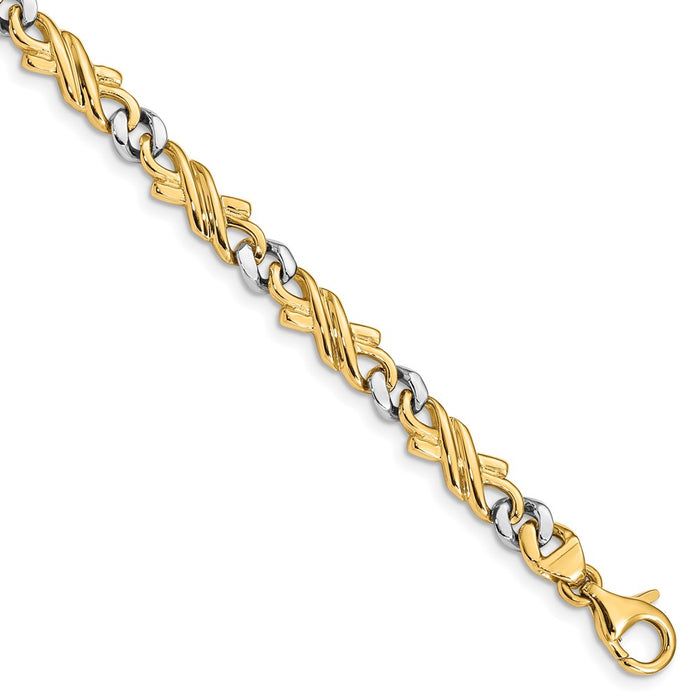 14k Two-tone 6mm Hand-Polished Fancy Link Chain