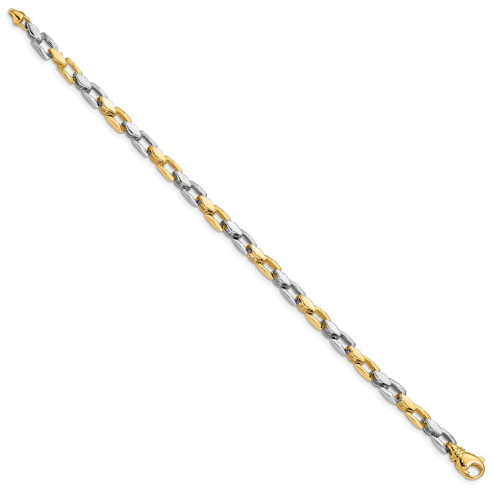 14k Two-tone 4.5mm Hand-polished Fancy Link Bracelet