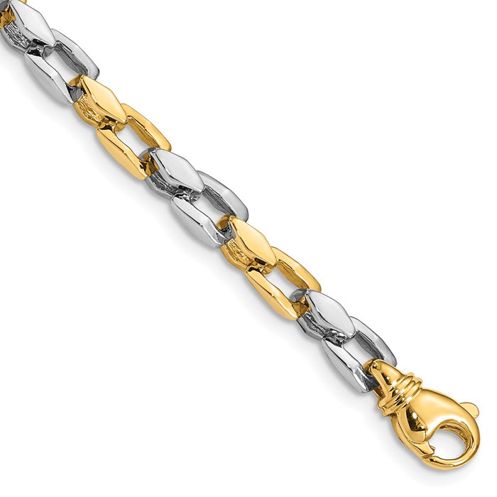 14k Two-tone 4.5mm Hand-polished Fancy Link Bracelet