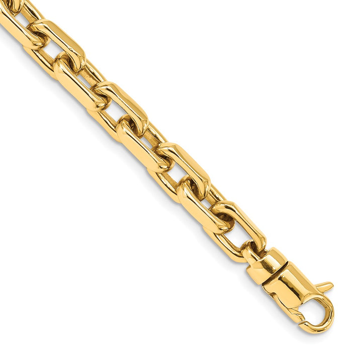 14k 7mm Hand-polished Fancy Link Bracelet
