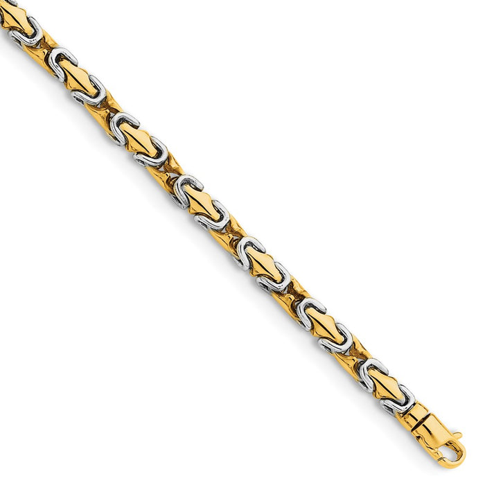 14k Two-tone 4.2mm Hand-polished Fancy Link Bracelet