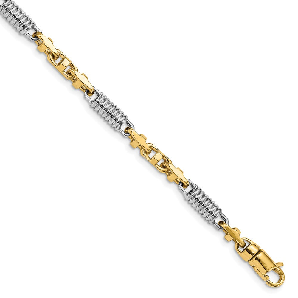 14K Two-tone 4.6mm Hand-polished Fancy Link Bracelet