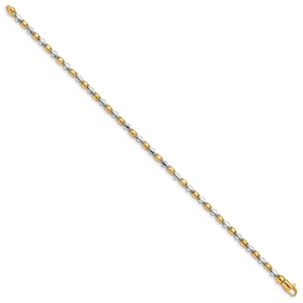 14k Two-tone 2.6mm Hand-polished Fancy Link Bracelet
