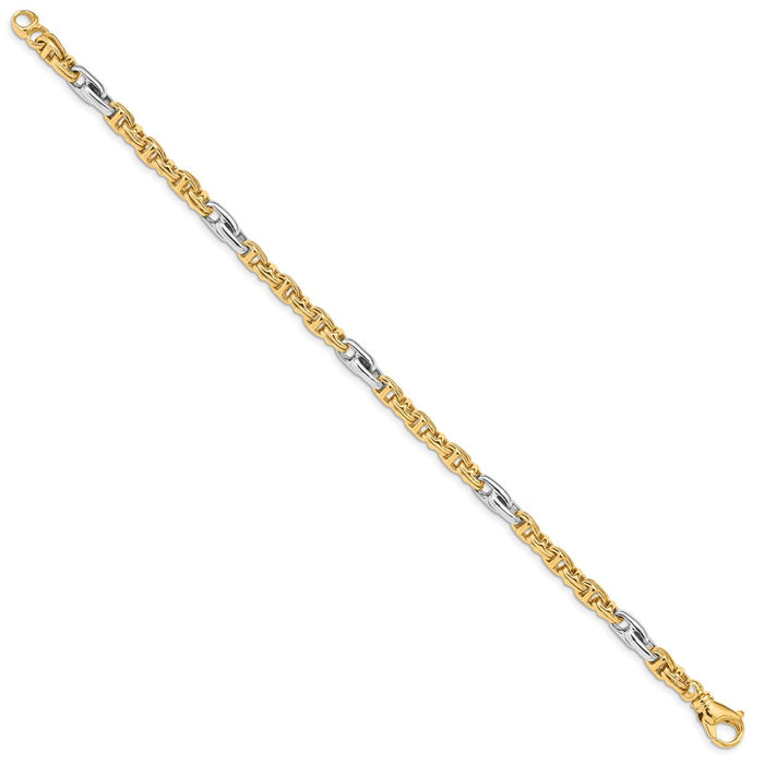 14k Two-tone 5.38mm Hand-polished Fancy Link Bracelet