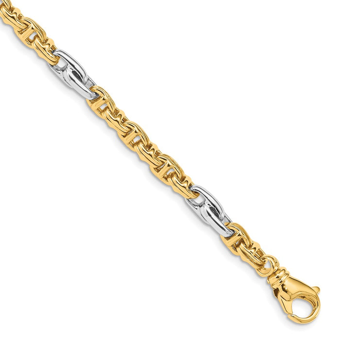 14k Two-tone 5.38mm Hand-polished Fancy Link Bracelet