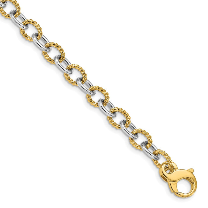 14k Two-tone 6.5mm Fancy Link Chain