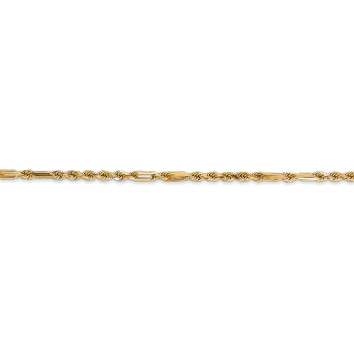 14k 2.25mm D/C Milano Rope Chain