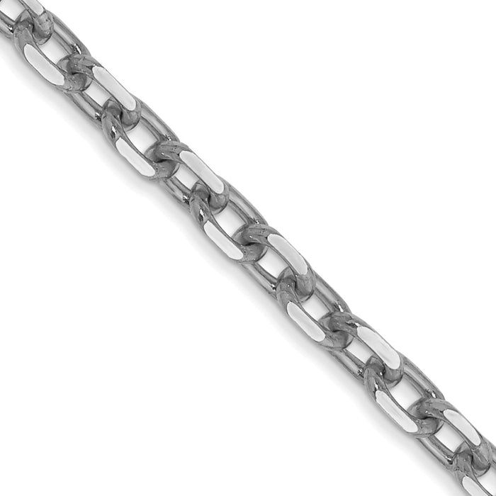 14k WG 3mm D/C Round Open Link Cable Chain