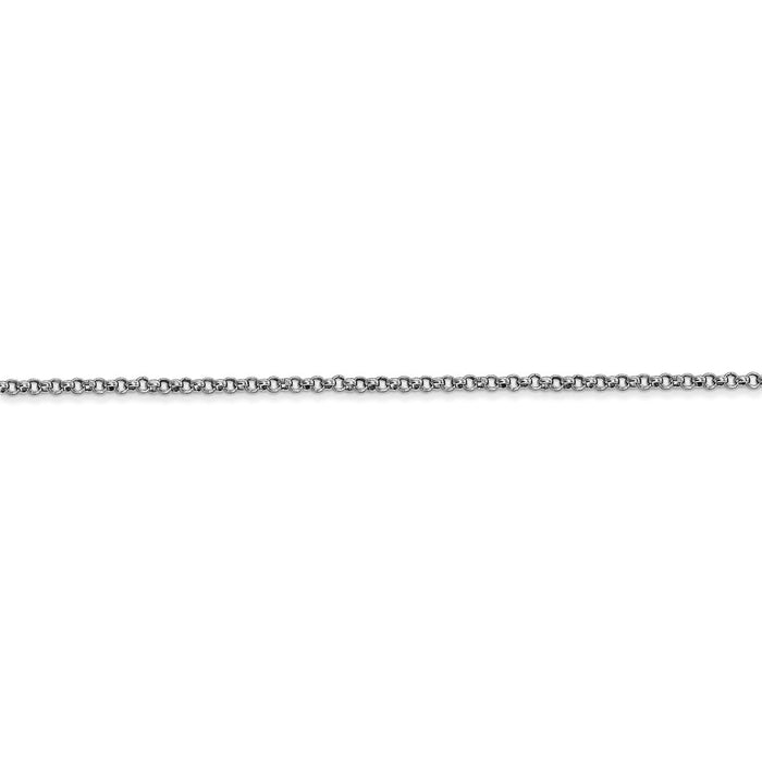 14k White Gold 1.55mm Rolo Pendant Chain