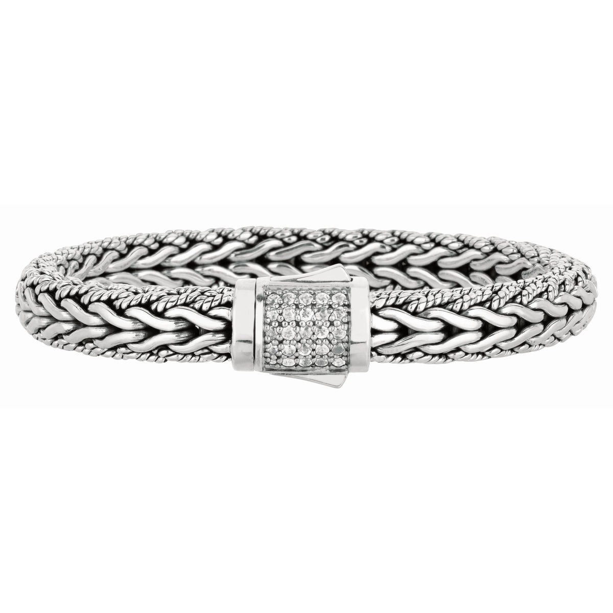 7mm Sterling Silver Wide Wheat Patterned with Piping Trim 7.5 inches ...