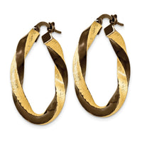 Thumbnail for 14k & Brown Rhodium 3.75mm Twisted Hoop Earrings