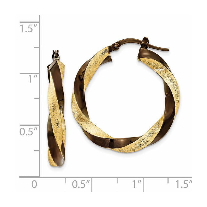 14k & Brown Rhodium 3.75mm Twisted Hoop Earrings