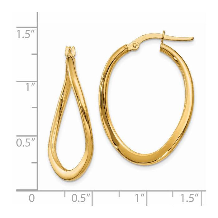 14k 2mm Polished Tapered Twist Hoop Earrings