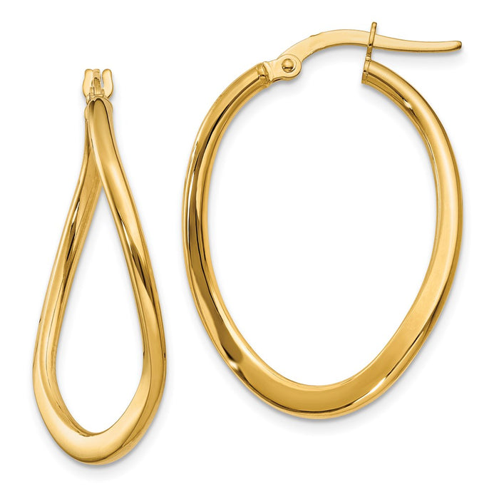 14k 2mm Polished Tapered Twist Hoop Earrings