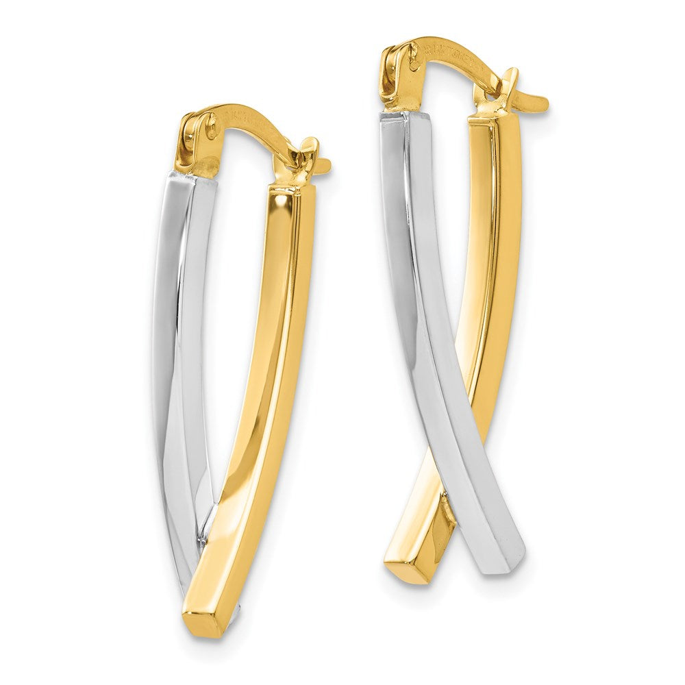 14K Two-tone Hinged Tube Earrings