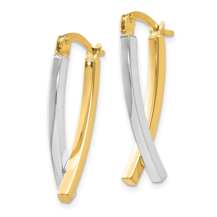 14K Two-tone Hinged Tube Earrings