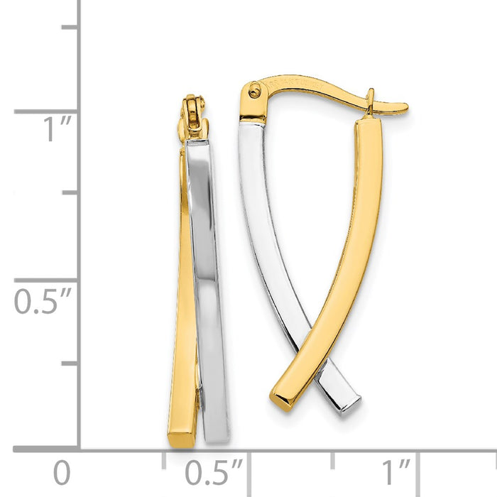 14K Two-tone Hinged Tube Earrings