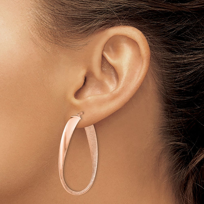 14K Rose Gold-Plated Satin and Polished Twisted Hoop Earrings