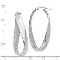 Thumbnail for 14K White Rhodium Satin and Polished Twisted Hoop Earrings