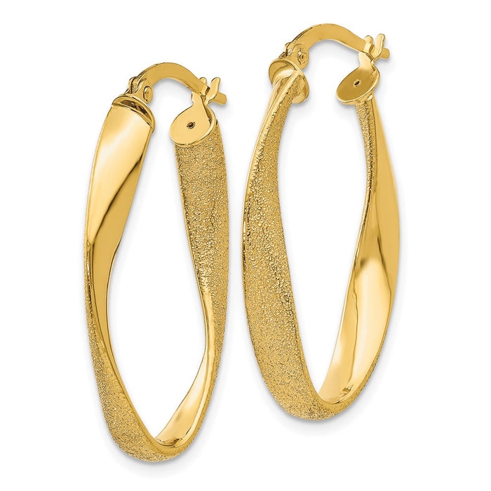 14ky Oval Twist Hoop Earrings