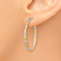 Thumbnail for 14k Yellow Gold & White Rhodium Twisted Hoop Earrings
