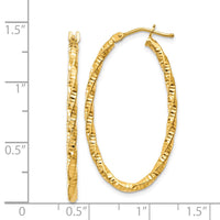 Thumbnail for 14ky 2mm Diamond-cut Oval Hoop Earrings