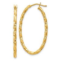 Thumbnail for 14ky 2mm Diamond-cut Oval Hoop Earrings