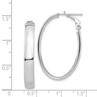 Thumbnail for 14k White Gold High Polished 5mm Oval Omega Back Hoop Earrings