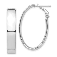 Thumbnail for 14k White Gold High Polished 7mm Omega Back Oval Hoop Earrings