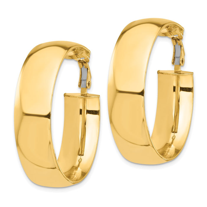 14k High Polished 10mm Omega Back Hoop Earrings