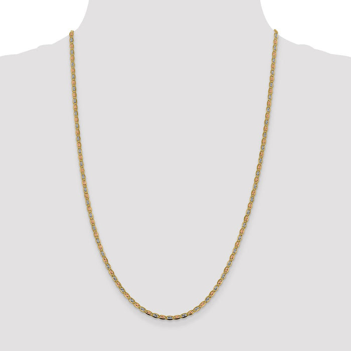 14k 2.75mm Tri-color Gold Pav‚ Valentino Chain