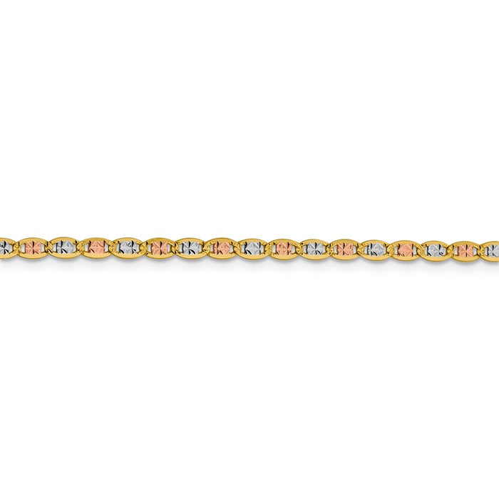 14k 2.75mm Tri-color Gold Pav‚ Valentino Chain