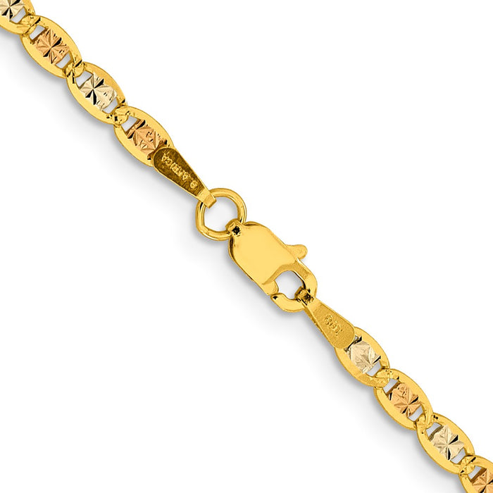 14k 2.75mm Tri-color Gold Pav‚ Valentino Chain