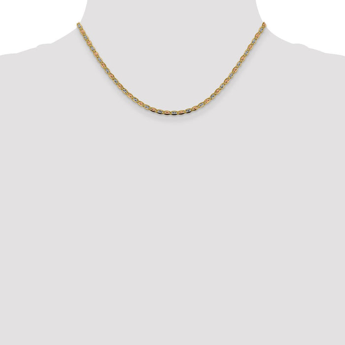 14k 2.75mm Tri-color Gold Pav‚ Valentino Chain